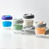 Vinglas 350 ml kaffekopp Portabelt praktiskt mjölkglas Silikon Cover Resistant Direct Drinkwater Breakfast inte förseglad