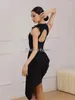 Scene Wear Latin National Standard Dance Practice Dress Top Women's Fashion Lying Sleeves Open Back Bodysuit