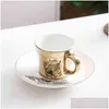 머그잔 창조적 인 말 anamorphic cup mirror 반사 벌새 머그잔 루이초 커피 차 세트 코스터 90ml-220ml y220511 드롭 델리 dhafh