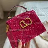 Bolsa de designer bolsa de ombro bolsa glitter lantejoulas decoração handbangs bolsa crossbody bolsa de material de couro de alta qualidade bolsa de forro de pele de carneiro