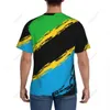 Herr t-shirts anpassade namn nunber tanzania flagga färg män tight sport t-shirt kvinnor teesy för fotbollsfoote fans