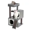 Scratchers Cat Tree Cat Tower med skrapat stolpar och plysch lägenhetsmöbler för små utrymmen Multilevel Stand House Activity Tower