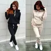 Herbst Frauen Fleece Trainingsanzug 2 Stück Set Pullover Hoodies Hosen Sport Anzug Weibliche Winter Warme Sweatshirt für Frau 240123