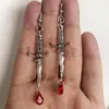 Dangle Earrings Fashion Vintage Punk Gothic Dagger With Red Blood Knife Drop Earring Horror Grunge Jewelry Y2k Accessories
