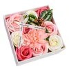 Regalo di San Valentino Fai da te sapone fiore regalo rosa scatola bouquet regalo festa di famiglia foglia fiore artificiale decorazione di nozze di famiglia 240129