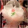 Party Decoration LED Lysande ballong Rose Bouquet Transparent Bobo Ballon Valentines Day Gift Glow Birthday Wedding Decor Y0622 DRO DH7LU