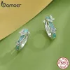 Серьги Bamoer, 100% стерлинговое серебро 925 пробы, зеленые серьги-кольца в форме бабочки, Lucky Classic Ear для женщин, ювелирные украшения на свадьбу, оригинал