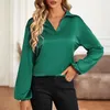 Kvinnors blusar lyxiga kvinnor satin skjorta backless långärmad skjortor silk topp elegant lykta dagliga kontorsföretag blusa