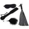 Bondage BLACKWOLF 4 pièces ensemble de bondage de lit kits bdsm masque pour les yeux fouet palette plug anal perle sexe jeux pour adultes jouets sexuels érotiques pour femmes couples