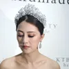 ヘアクリップktbeauty 2024 sかわいい/ロマンチックなプリンセスキュービックジルコニア白い石の葉の真珠の葉の高いシーブライダルクラウンとティアラ