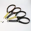 Dog Collars Heavy Duty Genuine Leather Collar With Martingale Metal Chain No Pull Training For Dogs