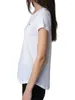 Camisetas de mujer 2024 Primavera Carta Bordado O-Cuello Dobladillo asimétrico Casual Camiseta de manga corta