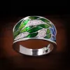 Naszyjnik klasyczny zestaw biżuterii dla biżuterii Zestaw zielony liść troje ring naszyjniki