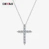 قلادة Oevas حقيقية 3 مم Moissanite 100 ٪ 925 Sterling Silver Silver Cross Cross Pendnat Netclaces for Women Party Fine Jewelry Gift