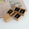Colar 100 peças caixa de joias de anéis 4*4*3cm caixas de papelão kraft para anel colar brinco mulheres embalagens de joias com esponja dentro
