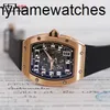 Richardmills Watch Swiss Automatic Mechanical Watches R RM067 Ultra Thin Mens 18k Rose Gold Black Disc Dature Display Famous Lu