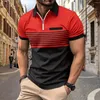 Magliette da uomo moda primavera ed estate casual manica corta cerniera risvolto per uomo confezione con scollo a V camicia da uomo alta a rete