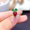 Anneaux Natural Ruby Radish Plante Bijoux Set Sier Ring Pendant Collier 2 Piece Beau ensemble de bijoux de mariage