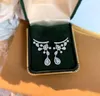 Dangle Earrings Korean Cubic Zirconia Double Women Siver Color Romantic Wedding Earings Anniversary Party Jewelry Boucle Oreille