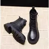 Boots Autumn and Winter Black Women's Boots Fashion Wear Resistant Women's Shoes Adding Cotton Zipper Women BootsL2401