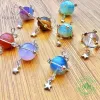 قلادة OIMG Fantasy Galaxy Gray Moonlight Planet Aquamarine Hessian Globe Necklace قلادة للنساء هدية