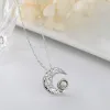 Colliers S925 Argent Creux Lune Personnalisé Photos Projection Collier 100 Langues Je T'aime Bijoux Pour Femmes Mémoire Cadeau