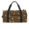 Outdoor Bags Bee Hives Sports Gold And Black Travel Training Gym Bag With Shoes Novelty Handbags Couple Design Oxford Fitness