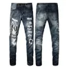 Projektanci męskie rozkloszowane dżinsy Hip Hop Splatane dżinsy w trudnej sytuacji Rzned Slim Fit Dżinsowe spodnie Mans Streetwear Pantowane spodnie Rozmiar 28-40 843416356