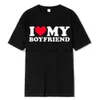 T-shirts pour hommes J'aime mes vêtements de petit ami J'aime ma petite amie T-shirt hommes alors s'il vous plaît restez loin de moi drôle BF GF disant citation cadeau Tee TopsH24129