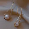Stud 2023 Nouvelle mode coréenne Imitation perle boucles d'oreilles pour femmes exquis géométrique Zircon cristal boucle d'oreille bijoux de fête de mariage YQ240129