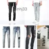 Jeans pour hommes Jeans violet Designer avec étiquette hommes marque hommes de haute qualité mode décontractée déchiré style hip hop black22z4