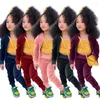 Clothing Sets Autumn 2024 High Quality Luxury Velvet Kids Girls Tracksuit Hoodie Plain Zip Up Clothes Boys Sweatsuit Winter