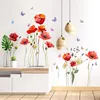 Обои 3 шт. красочные цветы растения бабочка стикер стены фон украшение гостиной фреска ПВХ творческий