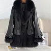 Kvinnor Winter Imitation Fox Fur Simulation Leather Coat i den långa rufsade mode Young Fur Coat 240127