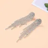 Stud Treazy New Rhinestone Wedding Drop Earrings for Women Silver Color Crystal Bridal Long Tassel Hanging Earring Night Club Jewelry YQ240129