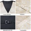 Hitie 100％Silk Ivory Beige Beige Champagne Gold Mens Vests Tie Hankerchief Cufflinks Set Jacquard Vine Waistcoat for Men Suit Dress 240119