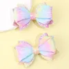 Hair Accessories 2Pcs Colorful Glitter Bowknot Clips For Kids Ribbon Handmade Hairpin Valentine's Day Barrettes Headwear