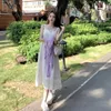 Work Dresses Spring Autumn Two-Piece One-Piece Dress Fashion Casual Sexy Solid Color Slip Lace Embroidery Literary Style Medium Long