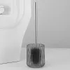 Ställer in grått glas badrumstillbehör Set Nordic Shampoo Dispenser Soap Box Tandbrush Cup Toalettborste Bomullspinne Dekoration