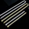 Xingyue Hiphop-Halskette, Sterlingsilber, vergoldet, quadratische Kette, VVS, weißes Moissanit-Tennisglied