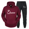 Tryckta långärmade hoodies set tryckt drottning King Lover Par Sweatshirt Plus Size Hoodies Trend Couple Tracksuit S-4XL 240124