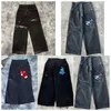 Herr lila jeans streetwear jnco jeans y2k jeans hip hop tecknad grafisk tryck vintage baggy svar