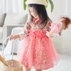 Flickaklänningar 2st Baby Girls Traditionella koreanska Hanbok Fashion Style Dress Cotton Long Sleeve Print 1-8 år gammal barn Asiatisk Y2742