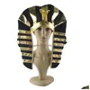 Decorazione per feste 3 pezzi/set Costume egiziano Faraone dorato Cappello da re Cleopatra a forma di serpente con scettro Donna Uomo Halloween Cosplay Dh4Cm