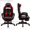 Outros móveis Cadeira de jogos de corrida Cadeira de escritório ergonômica ajustável com mecanismo de inclinação otomana Suporte lombar 330 lb de carga Preto Vermelho Q240129