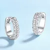 Fashion Men Women Jewelry 925 Sterling Silver 18k White Gold Plated Fully Paved Bling Moissanite Hoops Earrings