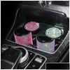 Autres accessoires d'intérieur Cendrier de cigarette de voiture Véhicule Mini Cendrier Portable avec couvercle Anti-odeur Cristal Diamant pour femmes Drop D Dha7F