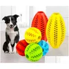 Dog Toys Chews Chew Toy Ball Teeth Cleaning Food Dispending Chewing Training Playing Bite Resistant Natural Rubber Rugby Shape Gro Ot8Bs