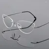 Sunglasses Frames Foldable Ultra-light MemoryTitanium Cat Eye Glasses Frame Men Women Rimless Eyeglasses Optical Eyewear TR90 Prescription