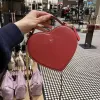 Bolso de hombro cuadrado pequeño para mujer, sencillo, corazón rosa, a la moda, bolso de mano para mujer, bolso de mano con cadena para niñas, bolsos de mensajero con asa superior